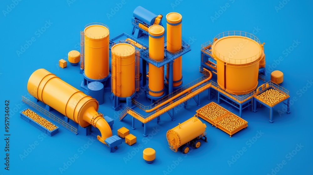 Innovative Gold Extraction Machinery in Full Operation with Copy Space, Selective Focus in Quality Innovative Gold Extraction Machinery in Full Operation with Copy Space, Selective Focus in Quality