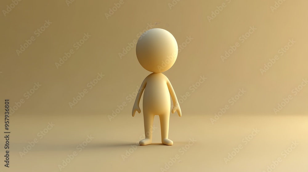 A minimalistic 3D character stands in a neutral setting, showcasing simplicity and organic shapes suitable for various creative projects. A minimalistic 3D character stands in a neutral setting, showcasing simplicity and organic shapes suitable for various creative projects.