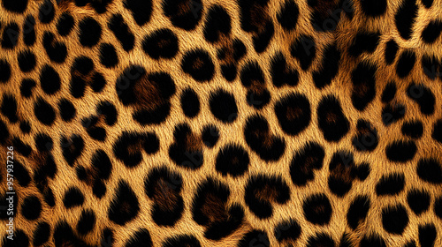 Realistic fur leopard seamless pattern 