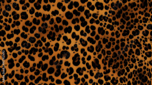 Realistic fur leopard seamless pattern 