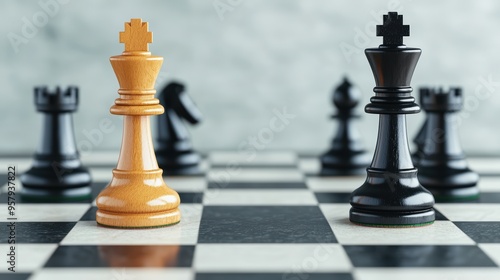 Strategic Planning Concept on Chessboard in 3D Illustration with Copy Space, Selective Focus. Ultra HD Quality for Business Strategy Ideas.