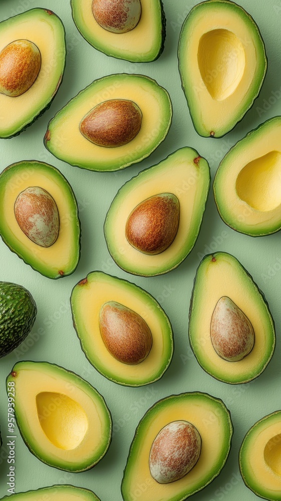Avocado fruit and cut in half sliced with green leaf isolated on color background,Image of cut avocado with seed,Fresh ripe avocados,Flat lay,healty diet concept, Fresh Organic Fruit,Copy space. Avocado fruit and cut in half sliced with green leaf isolated on color background,Image of cut avocado with seed,Fresh ripe avocados,Flat lay,healty diet concept, Fresh Organic Fruit,Copy space.