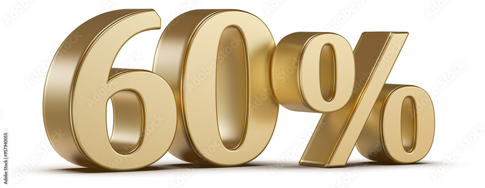 60 Percent Discount Gold Number 3D 60 Percent Discount Gold Number 3D