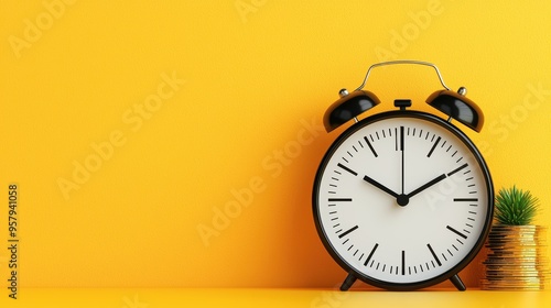 Time for Financial Growth - Rising Currency Clock 3D Illustration with Copy Space, Selective Focus, Ultra HD