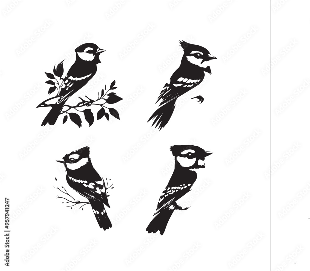 Obraz premium lack Blue jay Silhouette Vector on Whit Background