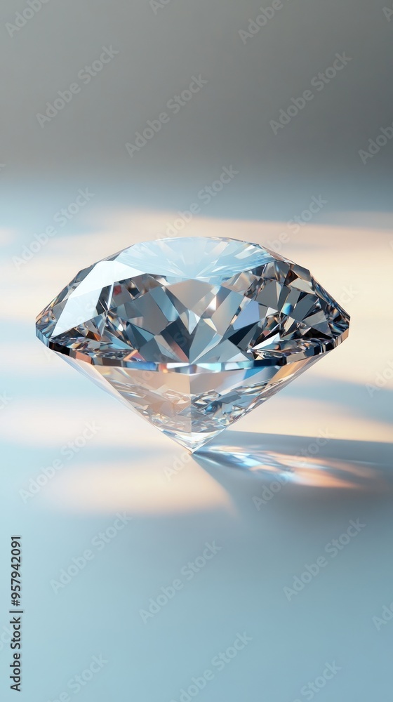 A Large, Sparkling Diamond with Facets Catching Light A Large, Sparkling Diamond with Facets Catching Light
