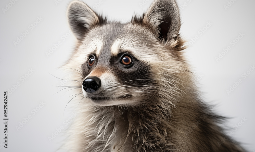 Obraz premium Raccoon Studio Shot on a Clean Background