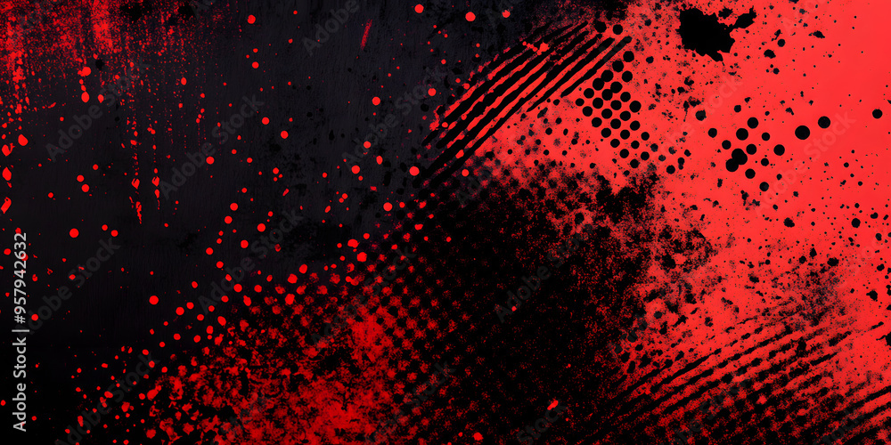 red spots, splashes and dotted paint marks on a black background. grunge texture of old background