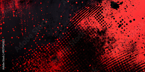 Obraz na płótnie red spots, splashes and dotted paint marks on a black background. grunge texture of old background w salonie