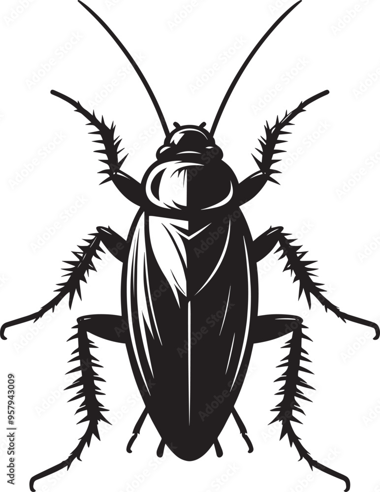 Cockroach insect animal Silhouette vector illustration isolated on a white background Cockroach insect animal Silhouette vector illustration isolated on a white background
