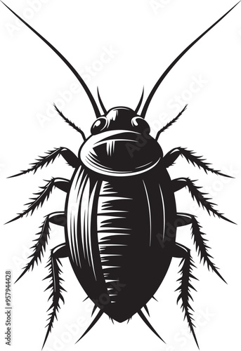 Cockroach insect animal Silhouette vector illustration isolated on a white background