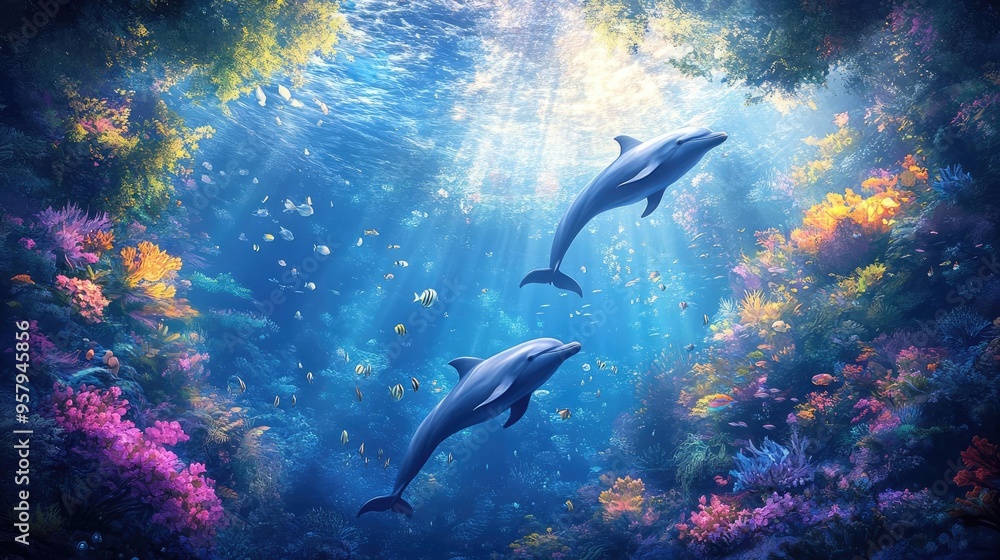 Fototapeta premium Aerial perspective of a mystical underwater realm