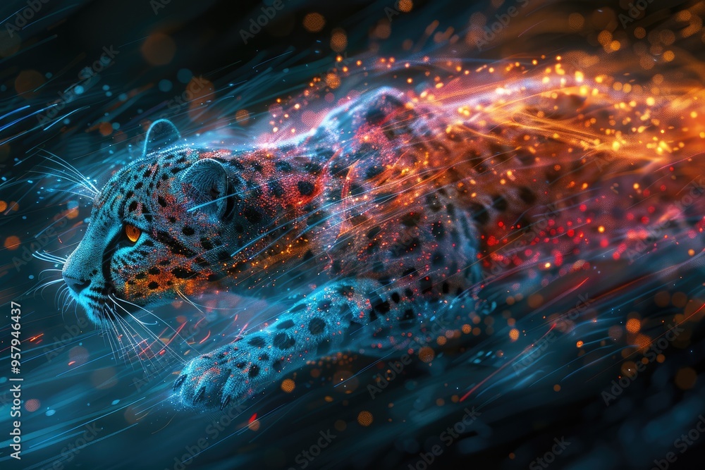 Light Trails Running Animal The energetic movement animal captured glowing light Light Trails Running Animal The energetic movement animal captured glowing light