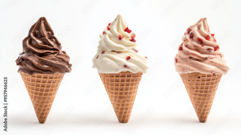 Indulge in a sweet treat with our 3D-rendered ice cream splash! Featuring chocolate, vanilla milk, and pink strawberry flavors, this delightful cone is overflowing with creamy goodness. Set against a Indulge in a sweet treat with our 3D-rendered ice cream splash! Featuring chocolate, vanilla milk, and pink strawberry flavors, this delightful cone is overflowing with creamy goodness. Set against a