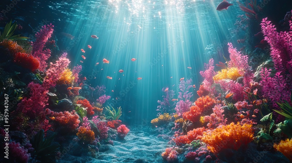 An enchanting underwater scene from behind An enchanting underwater scene from behind