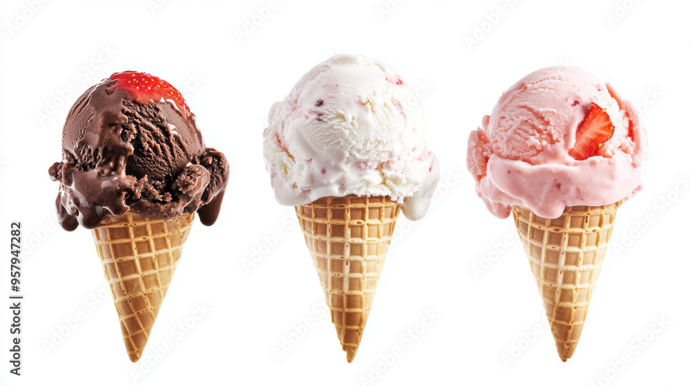 Indulge in a sweet treat with our 3D-rendered ice cream splash! Featuring chocolate, vanilla milk, and pink strawberry flavors, this delightful cone is overflowing with creamy goodness. Set against a Indulge in a sweet treat with our 3D-rendered ice cream splash! Featuring chocolate, vanilla milk, and pink strawberry flavors, this delightful cone is overflowing with creamy goodness. Set against a