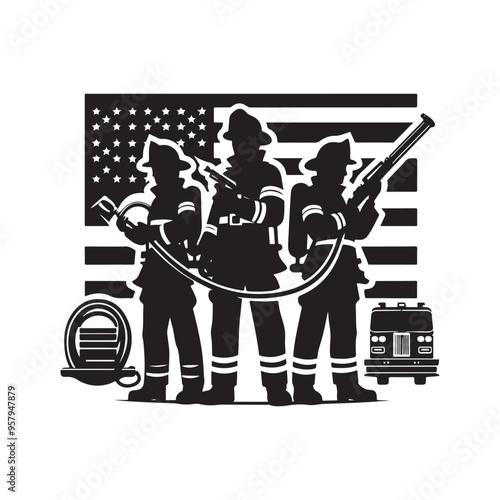 firefighter vector silhouette