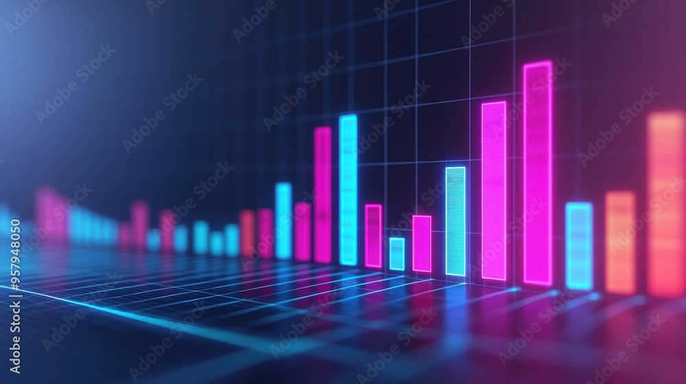 Illuminating Economic Growth - Futuristic Cityscape with Neon Holographic Graphs and Advanced Financial Analysis Illuminating Economic Growth - Futuristic Cityscape with Neon Holographic Graphs and Advanced Financial Analysis