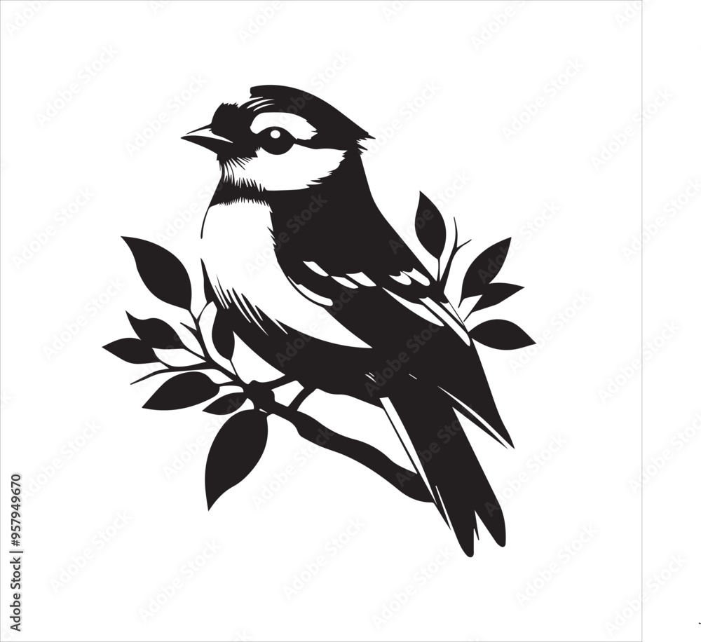 lack Blue jay Silhouette Vector on Whit Background lack Blue jay Silhouette Vector on Whit Background