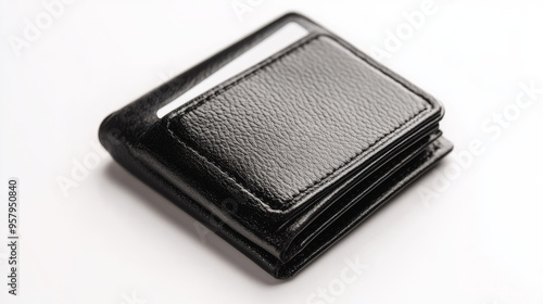 Wallpaper Mural Black leather wallet isolated against a white background. Mock-up for branding purposes Torontodigital.ca