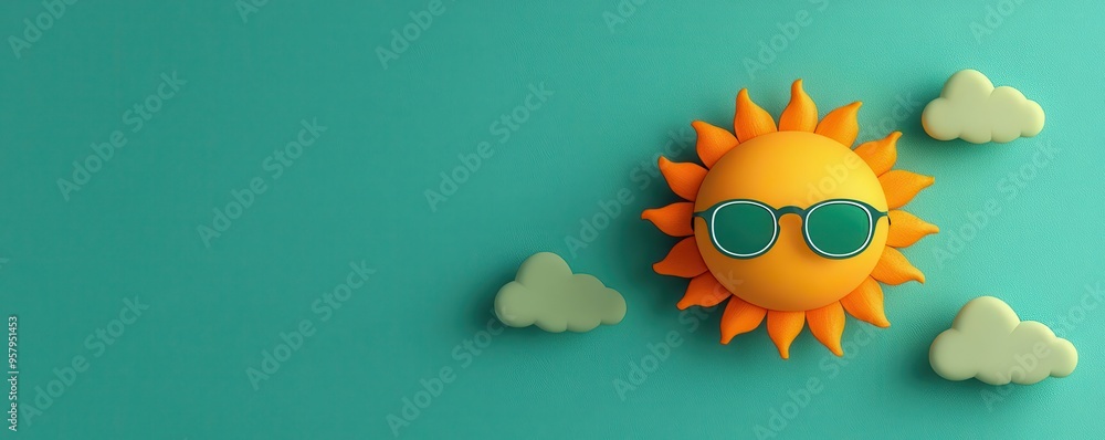 Happy sun with sunglasses, spreading positivity, flat design illustration Happy sun with sunglasses, spreading positivity, flat design illustration