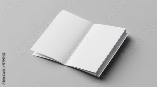 “A blank half-folded booklet, postcard, flyer, or brochure mockup template set against a gray background, providing a clean and neutral canvas for showcasing design concepts