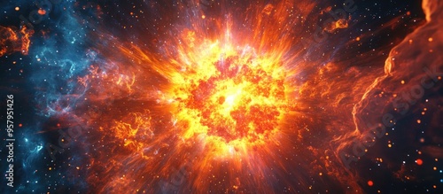 Wallpaper Mural Artwork of a supernova explosion in a 3D cartoon rendering style Torontodigital.ca
