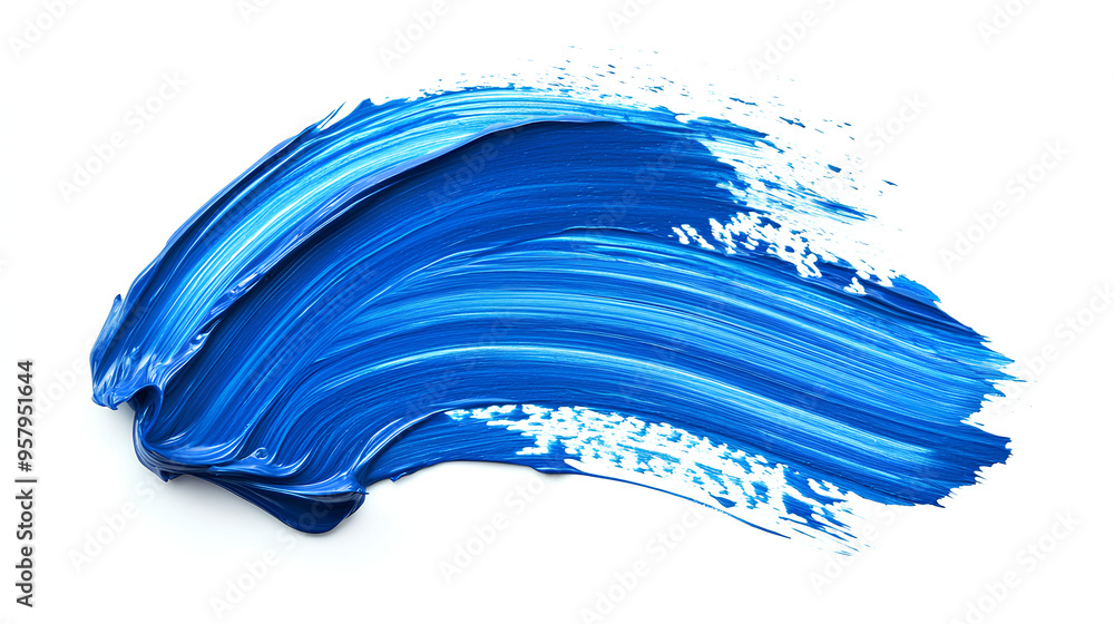 Blue strokes of gouache paint brush on a white isolated background Blue strokes of gouache paint brush on a white isolated background