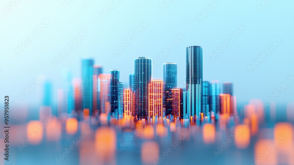 Future Investment Planning Visualization in Futuristic City Skyline - Corporate Growth and Digital Holographic Graphs Concept with Copy Space Future Investment Planning Visualization in Futuristic City Skyline - Corporate Growth and Digital Holographic Graphs Concept with Copy Space