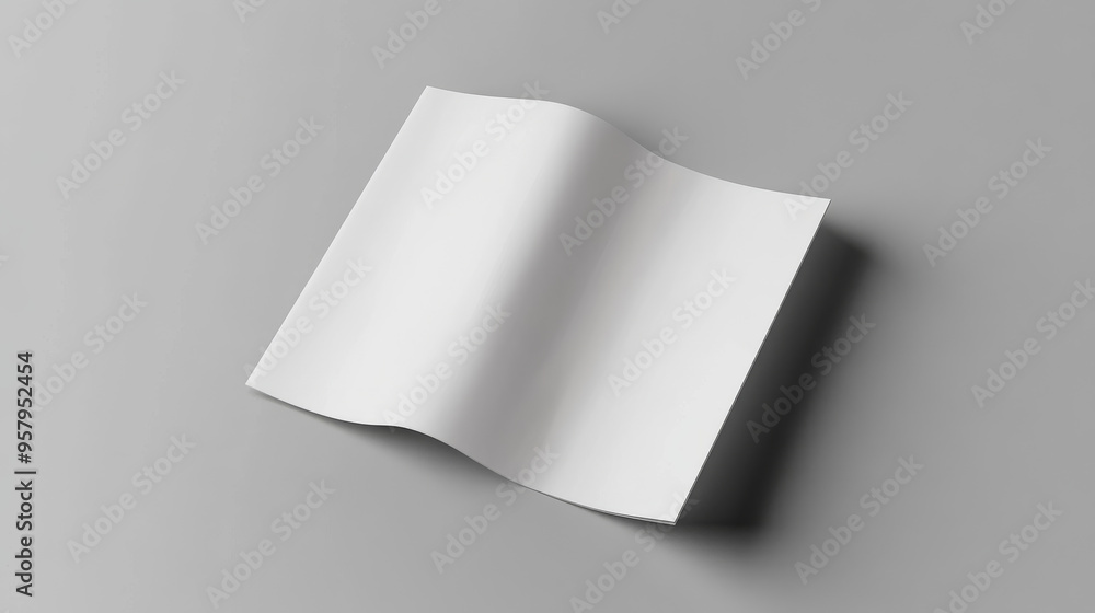 A blank half-folded booklet, postcard, flyer, or brochure mockup template set against a gray background, providing a clean and neutral canvas for showcasing design concepts A blank half-folded booklet, postcard, flyer, or brochure mockup template set against a gray background, providing a clean and neutral canvas for showcasing design concepts