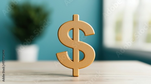 Financial Growth Concept with Profit Maximization Dollar Sign in 3D, Selective Focus.