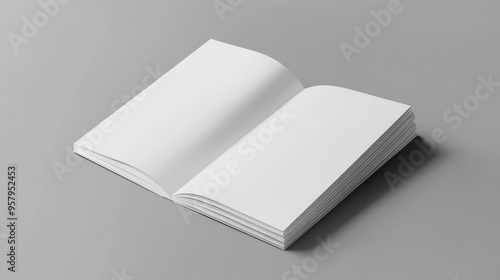 A blank half-folded booklet, postcard, flyer, or brochure mockup template set against a gray background, providing a clean and neutral canvas for showcasing design concepts