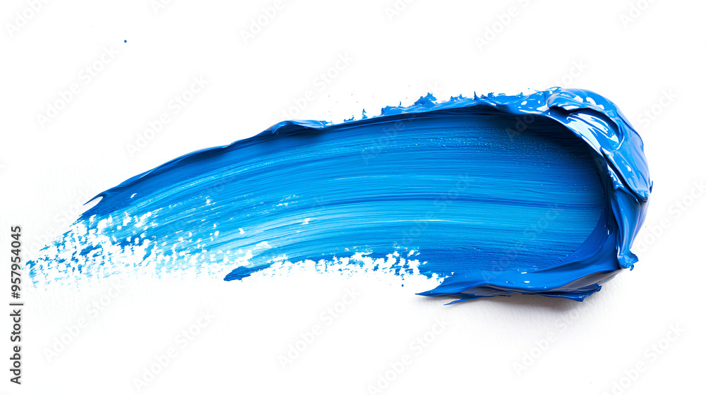 Blue strokes of gouache paint brush on a white isolated background Blue strokes of gouache paint brush on a white isolated background