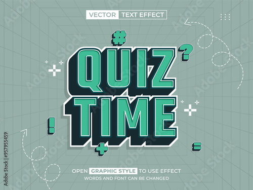 quiz time editable text, font effect, 3d text for title