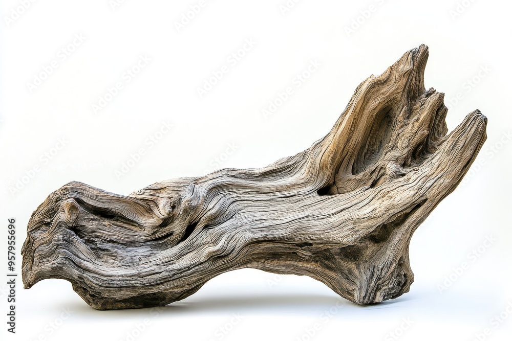 A piece of aged driftwood with rough, weathered texture and intricate details, set against A piece of aged driftwood with rough, weathered texture and intricate details, set against
