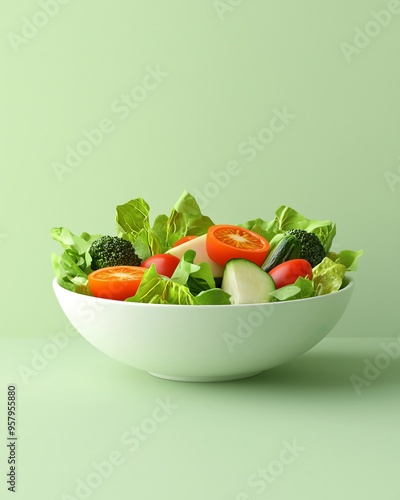 Fresh bowl of salad with leafy greens and vegetables.