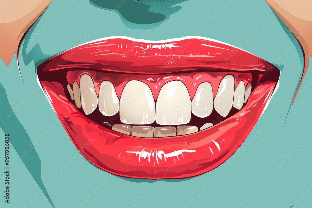 Close up of smile with teeth in vector style Close up of smile with teeth in vector style