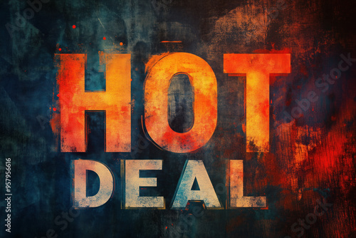 Fiery typography of hot deal text