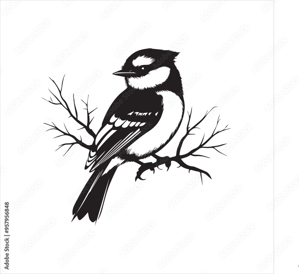 Obraz premium lack Blue jay Silhouette Vector on Whit Background