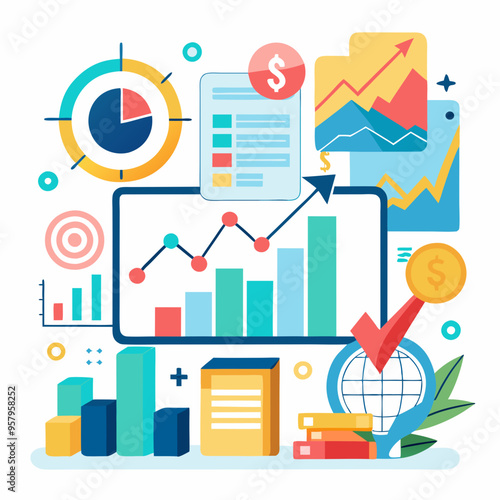 business financial plan market concept, performance of profit growth on 2024, education trend up finance on growth graph money revenue, Businessman analyzes profitability 