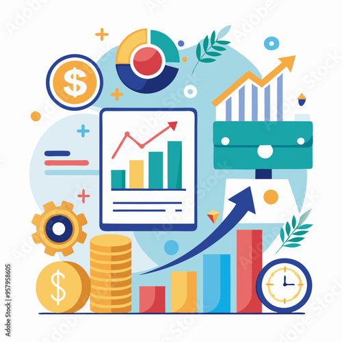business financial plan market concept, performance of profit growth on 2024, education trend up finance on growth graph money revenue, Businessman analyzes profitability 