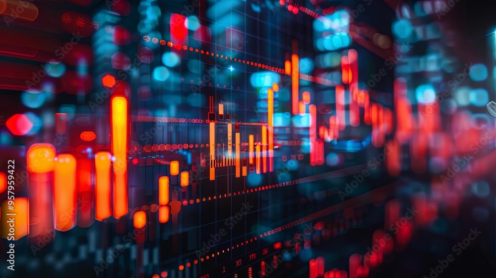 Abstract Red and Blue Stock Market Data Display Abstract Red and Blue Stock Market Data Display