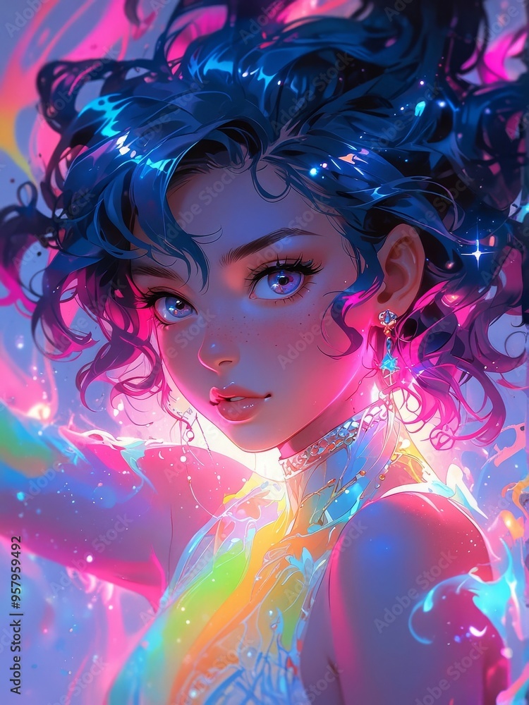 Fototapeta premium 幻想的な美しい女の子イラスト,Generative AI AI画像