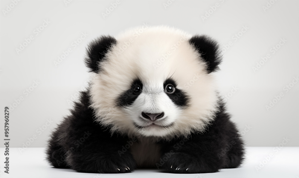 Naklejka premium Panda Studio Shot on a Clean Background