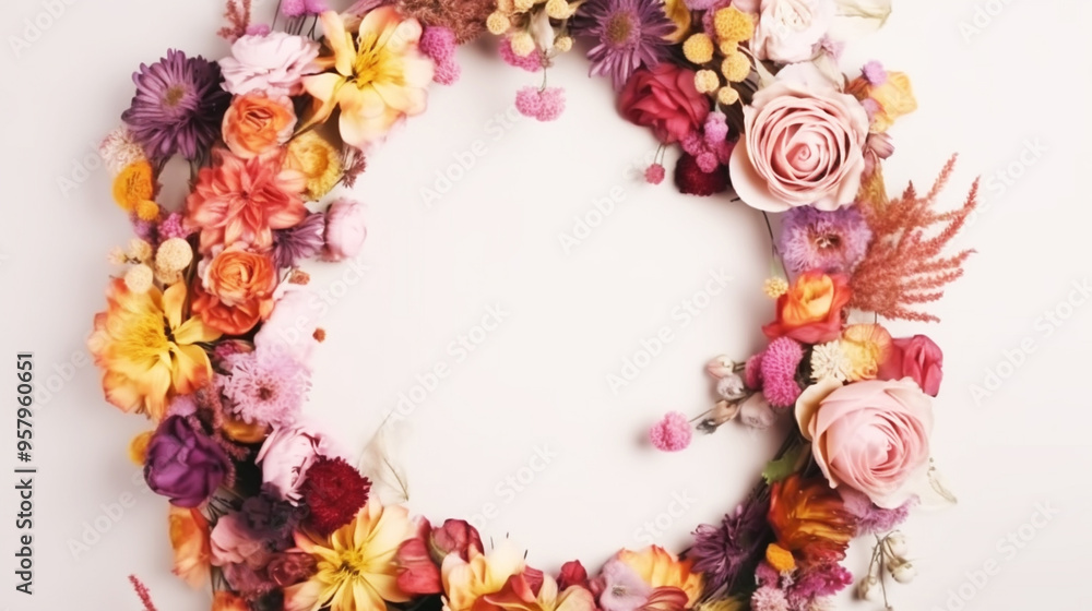 Flowers frame. Free space for text.