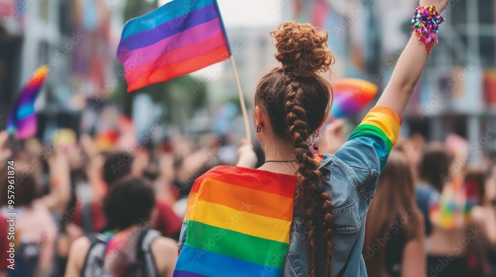 Obraz premium LGBTQ+ lesbian, gay, bisexual, transgender, queer or questioning, or another diverse gender identity. Refers to the communities included in the LGBTTTQQIAA acronym.