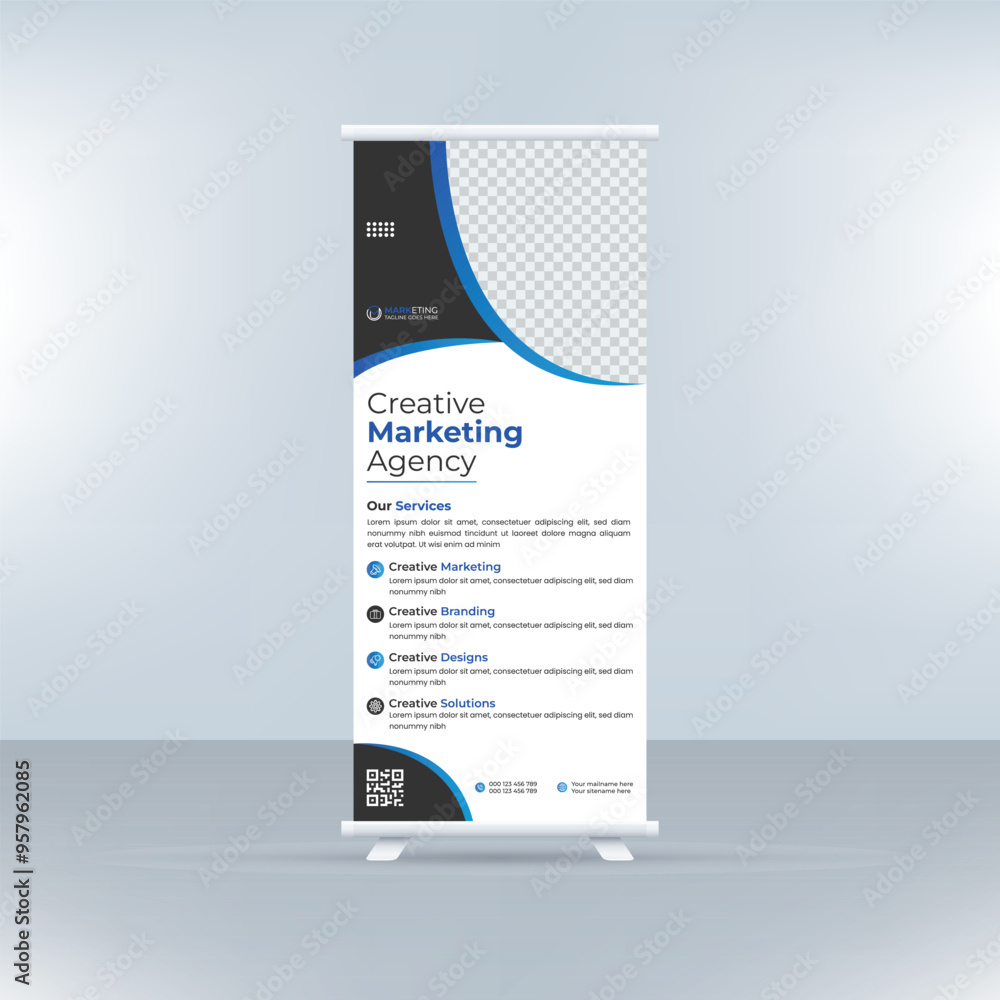 Modern Corporate Rollup Banner Design Template for Business Events and Marketing
Modern Corporate Rollup Banner Design Template for Business Events and Marketing