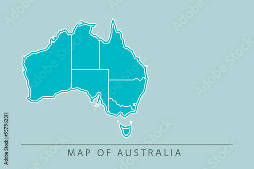 Creative style vector map of Australia. Simple line art Australia map abstract vector illustration isolated on dark background - EPS 10