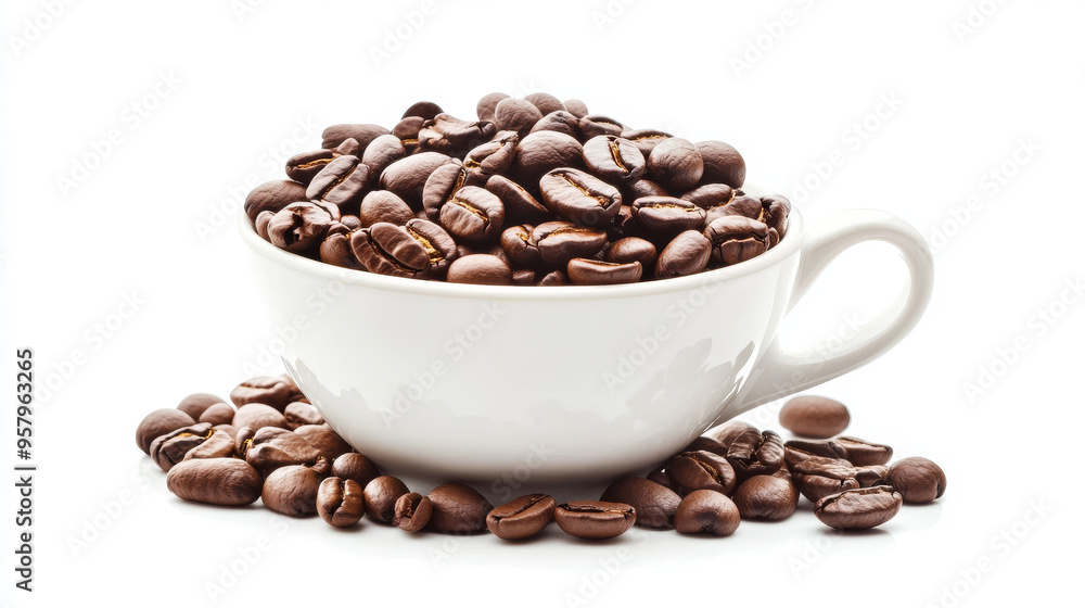 Full cup of coffee beans. Large roasted coffee beans Full cup of coffee beans. Large roasted coffee beans