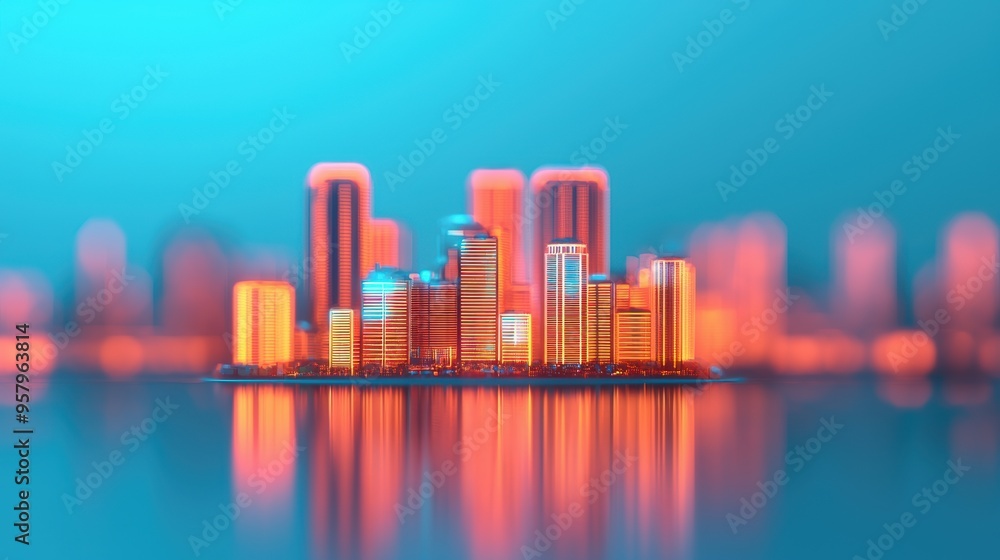 Futuristic Corporate Real Estate Investment Holographic Property Designs in Digital Urban Planning Cityscape with Copy Space, Selective Focus. Futuristic Corporate Real Estate Investment Holographic Property Designs in Digital Urban Planning Cityscape with Copy Space, Selective Focus.